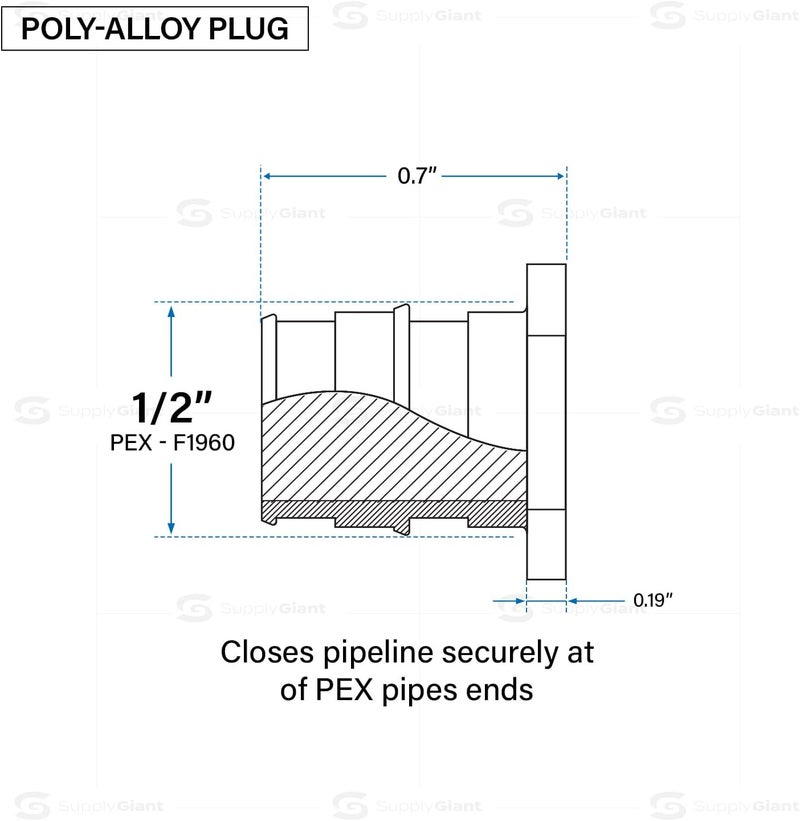 Supply Giant Poly Pex-A Expansion Fitting 1/2" Plug End Cap for Pipe, F1960 Plug 1/2 Inch Expansion Barb Connections, Plastic Pipe Cap for use with Pex-A Tubing (Pack of 5) - Image 3
